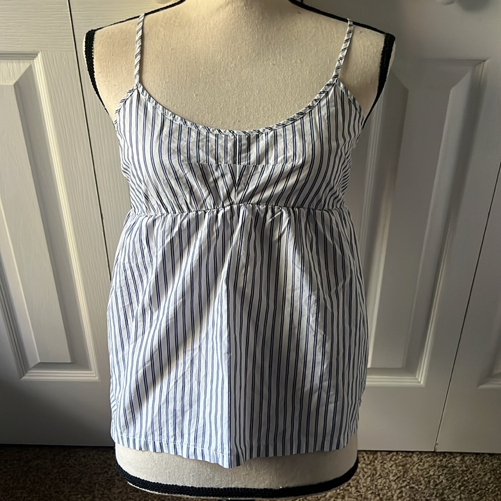J. Crew Blue and White Striped Smocked Camisole Top Size XS